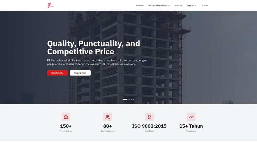 Portofolio jasa buat website murah — tampilan website PT Penta Powerindo Perkasa