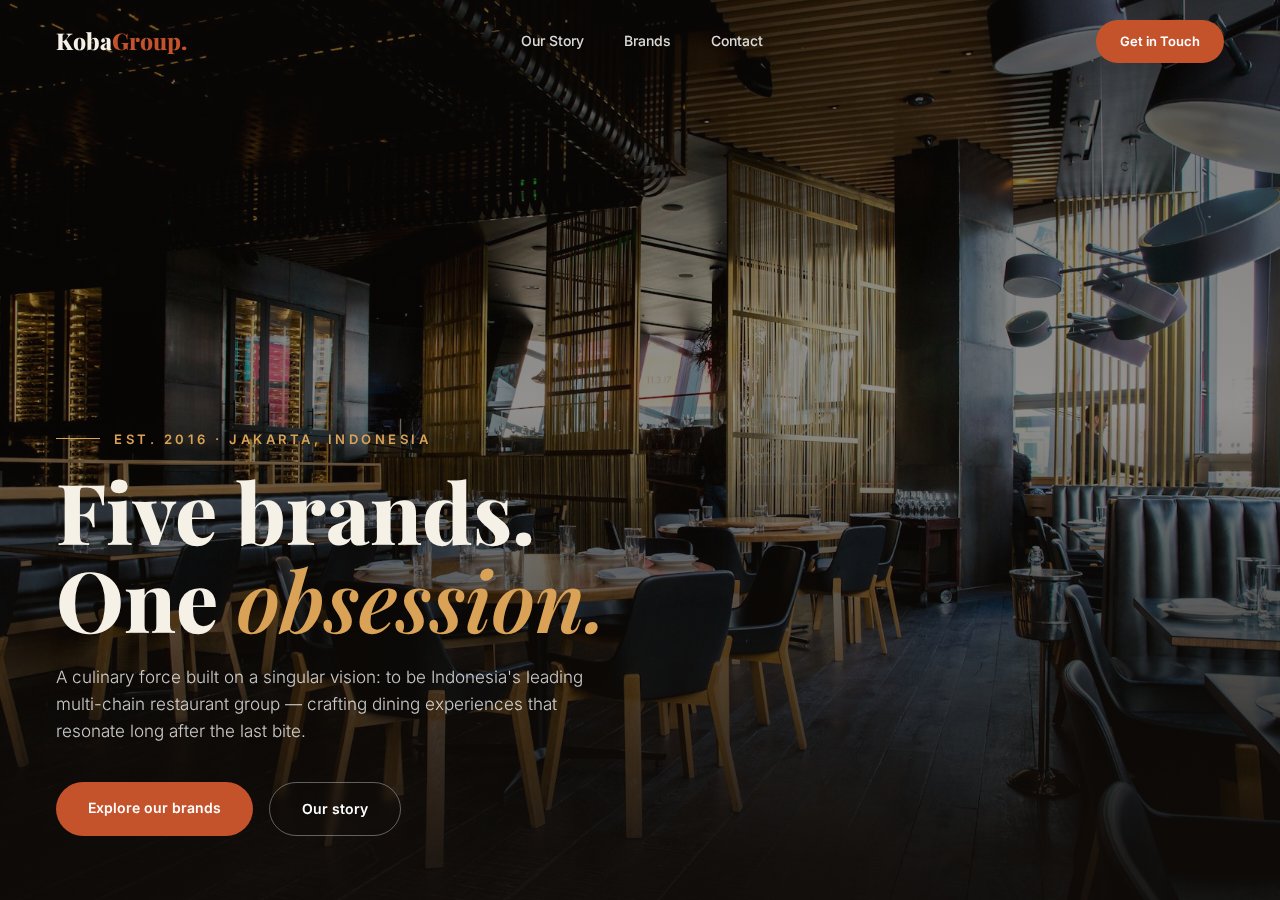 Portofolio jasa buat website murah — tampilan website Koba Group